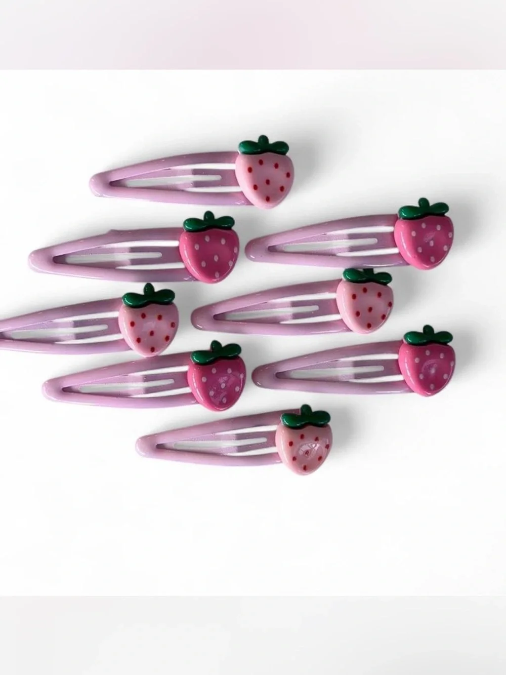 Set of Pink Strawberry Snap Hair Clips